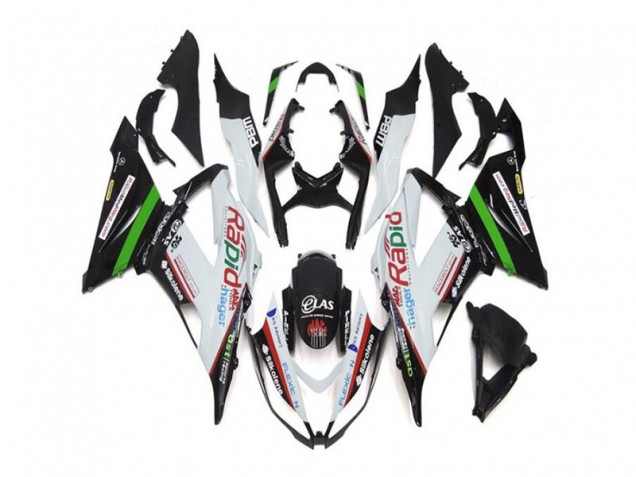 Abs Kit Carenagem & Plásticos ZX6R 13-18 - Branco Preto Abs Kit Carenagem & Plásticos ZX6R 13-18 - Branco Preto