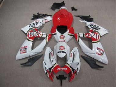 Abs Kit Completos Carenagem GSXR 1000 K5 05-06 - Branco Lucky Strike Vermelho Motul