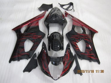 Carenagem GSXR 1000 K3 03-04 - Preto Vermelho Chama