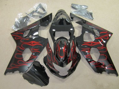 Carenagem GSXR 600 K4 04-05 - Preto Vermelho Chama