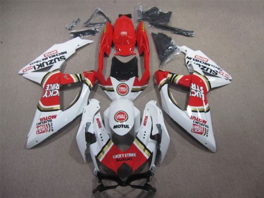 Carenagem GSXR 600 K8 08-10 - Branco Lucky Strike Vermelho Motul