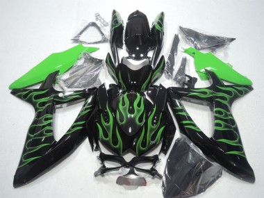 Carenagem GSXR 600 K8 08-10 - Preto Verde Chama