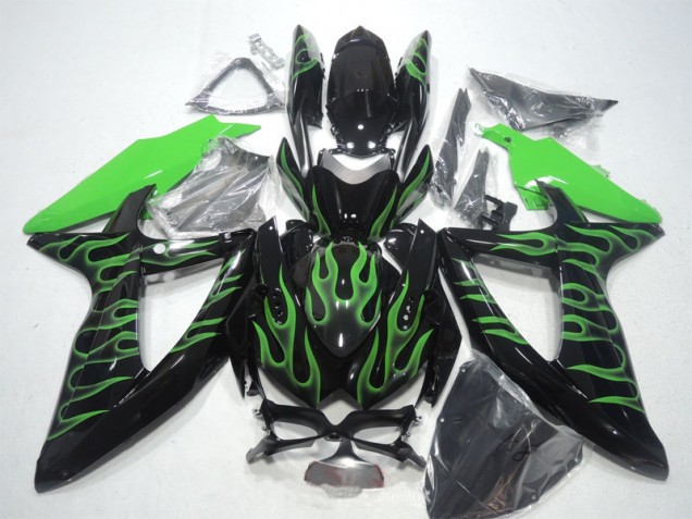 Carenagem GSXR 600 K8 08-10 - Preto Verde Chama Carenagem GSXR 600 K8 08-10 - Preto Verde Chama