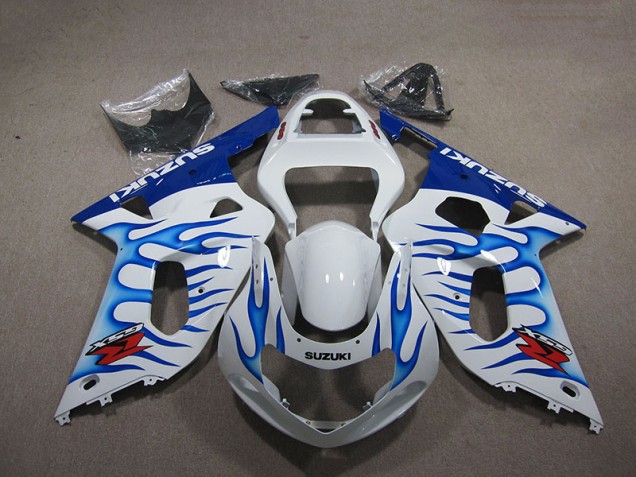 Carenagem GSXR 750 K1 K2 K3 01-03 - Branco Azul Chama