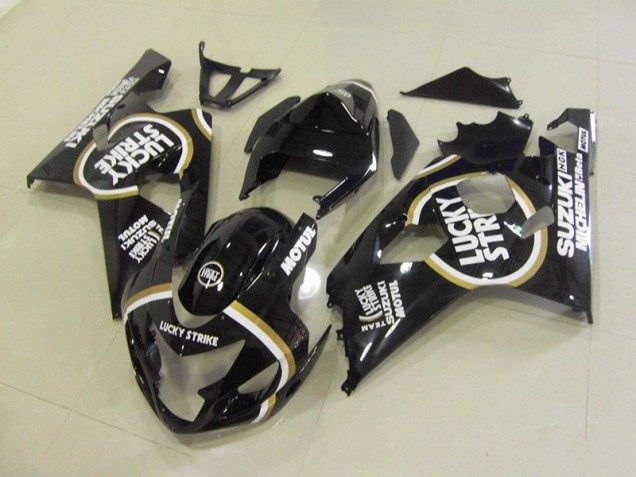 Carenagem GSXR 750 K4 04-05 - Preto Branco Lucky Strike Motul Carenagem GSXR 750 K4 04-05 - Preto Branco Lucky Strike Motul