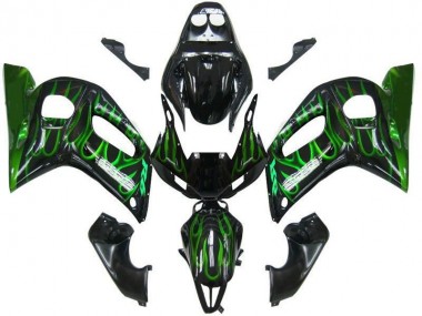 Carenagem R6 98-02 - Preto Verde Chama