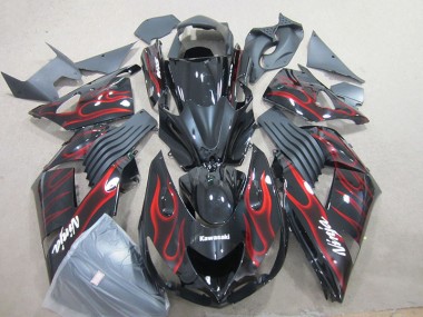 Carenagem ZX14R ZZR 1400 06-11 - Preto Vermelho Chama Ninja