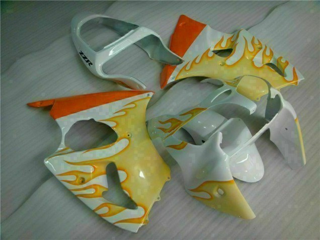 Carenagem ZX6R 00-02 - Branco Amarelo Chama Carenagem ZX6R 00-02 - Branco Amarelo Chama