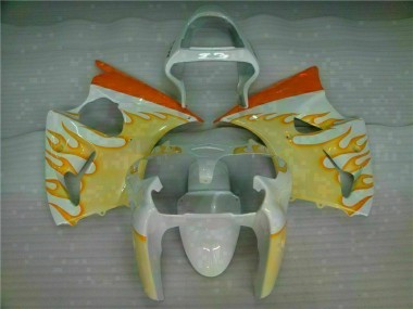 Carenagem ZX6R 00-02 - Branco Amarelo Chama