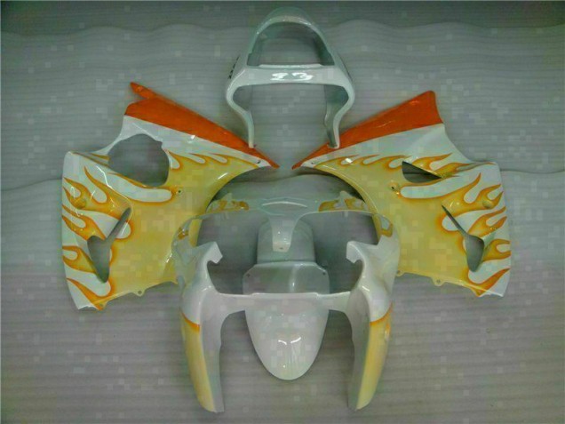 Carenagem ZX6R 00-02 - Branco Amarelo Chama Carenagem ZX6R 00-02 - Branco Amarelo Chama