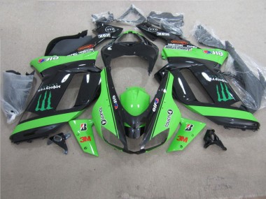Carenagem ZX6R 07-08 - Verde Preto 3M Monster