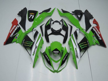 Carenagem ZX6R 13-18 - Preto Verde Branco Monster