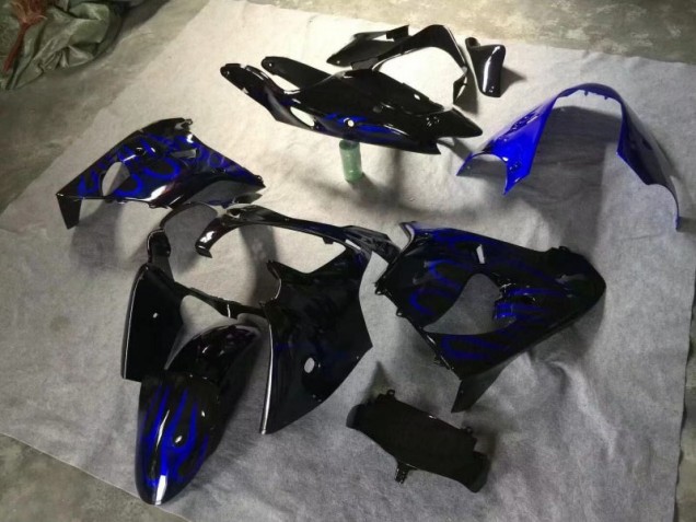 Carenagem ZX9R 00-01 - Preto Brilhante Azul Chama Carenagem ZX9R 00-01 - Preto Brilhante Azul Chama