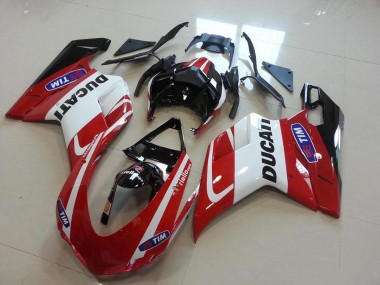 Injeção Kit Carenagem Ducati 848 1098 1198 07-14 - Vermelho Branco