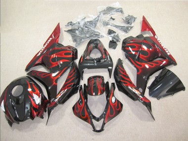 Kit Carenagem CBR 600RR 09-12 - Preto Vermelho Chama