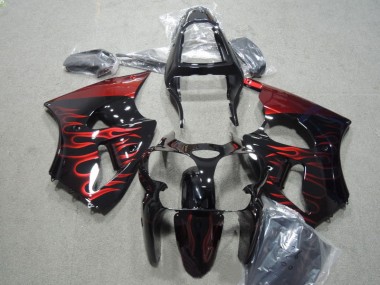 Kit Carenagem ZX6R 00-02 - Preto Vermelho Chama