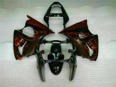 Kit Completo Carenagem ZX6R 00-02 - Preto Vermelho Chama