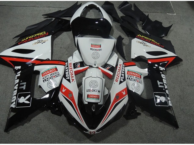 Plástico ZX6R 05-06 - Branco Preto Rizoma Playboy Plástico ZX6R 05-06 - Branco Preto Rizoma Playboy